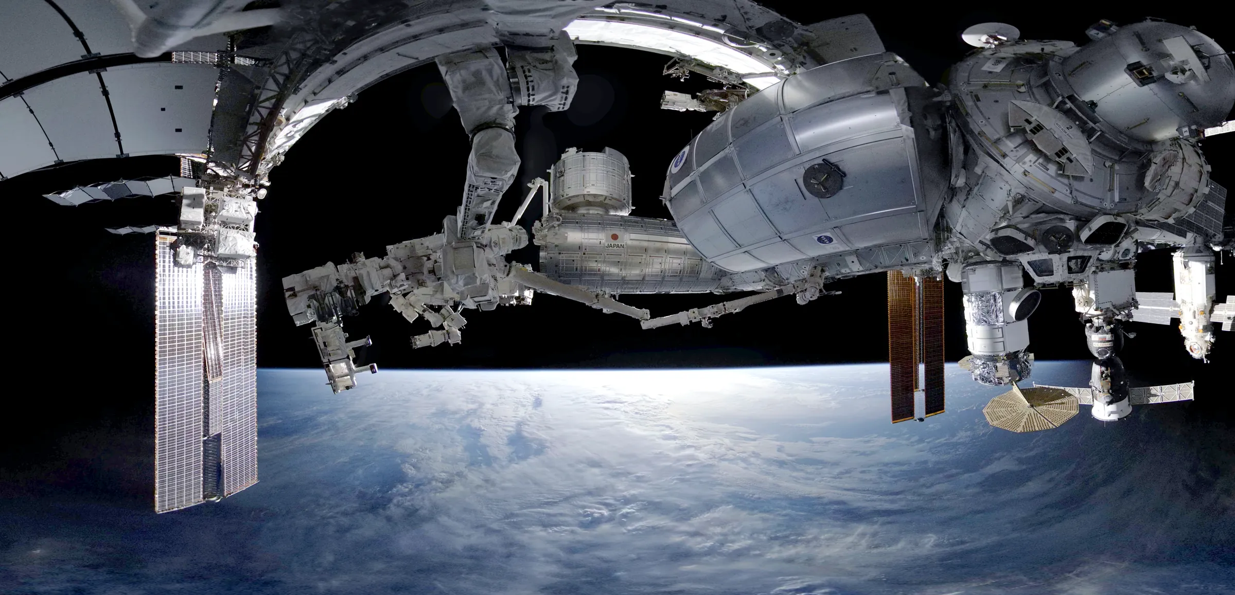 The International Space Station and Earth, unfolded 360-degree view
